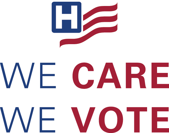We Care, We Vote vertical stacked logo