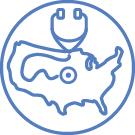icon stethoscope on US map